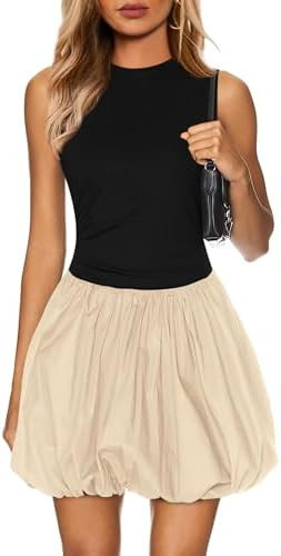 KIRUNDO Bubble Dress 2026 Spring Mini Drop Waist Cocktail Dresses For Women Summer Cute Sleeveles... | Amazon (US)