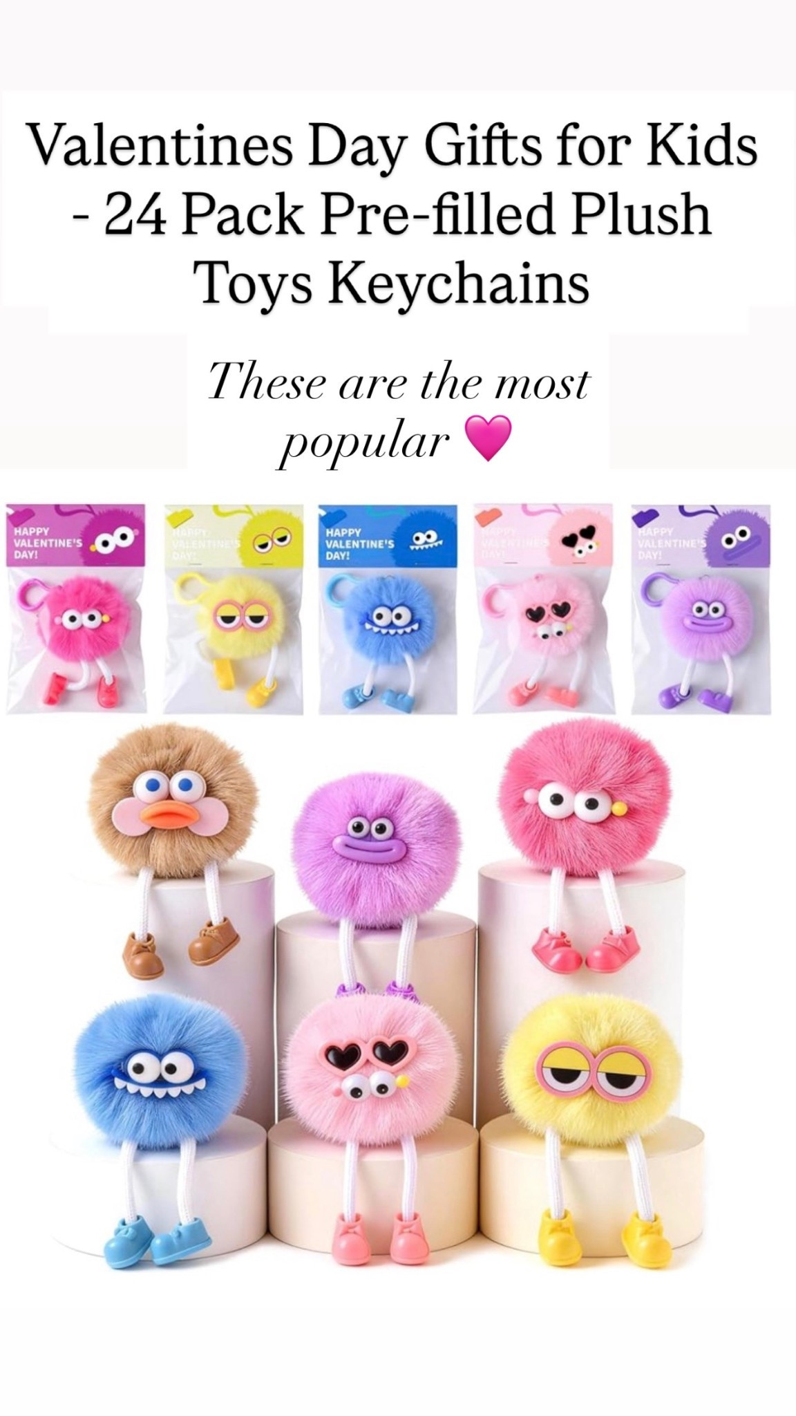 Valentines Day Gifts for Kids - 24 Pack Pre-filled Plush Toys Keychains 

#LTKValentine #LTKKids