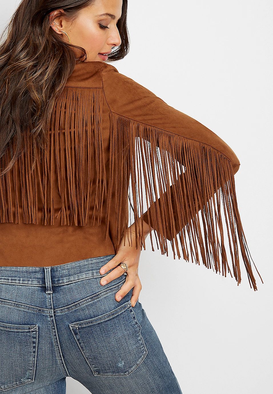 Silver Jeans Co.® faux suede fringe jacket | Maurices