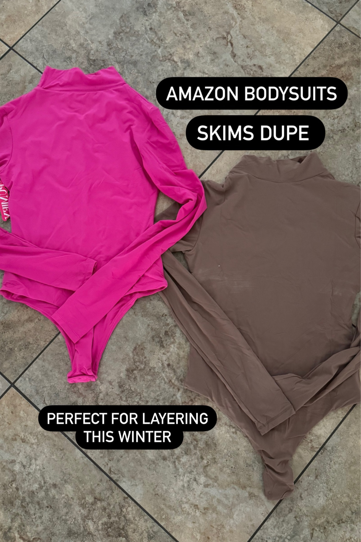 Skims dupe ! Found these soft long sleeve turtleneck bodysuits off Amazon! So comfortable and warm (: 

I got it in the neutral tan color for the holidays / winter and then pink for Valentine’s Day! They have a lot of other colors! The red one would be perfect for Christmas! 

#LTKfindsunder50 #LTKGiftGuide #LTKsalealert