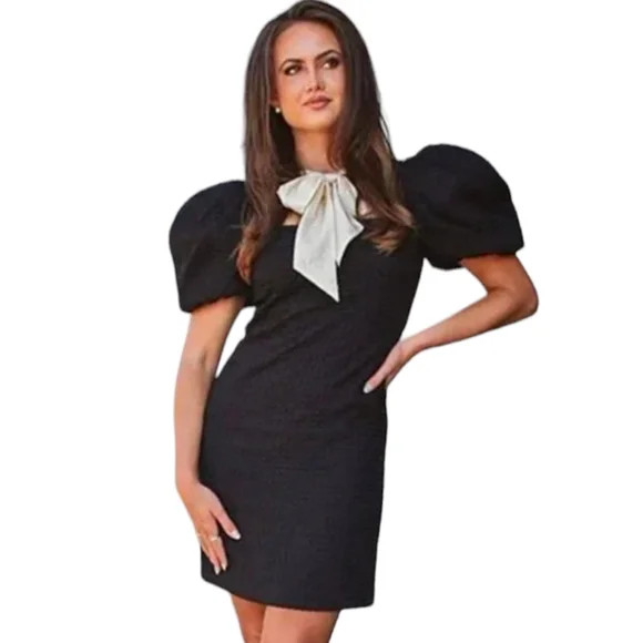 Antonio Melani x Courtney Grow Savile Short Puff Sleeve Bow Tie Sheath Dress | Poshmark