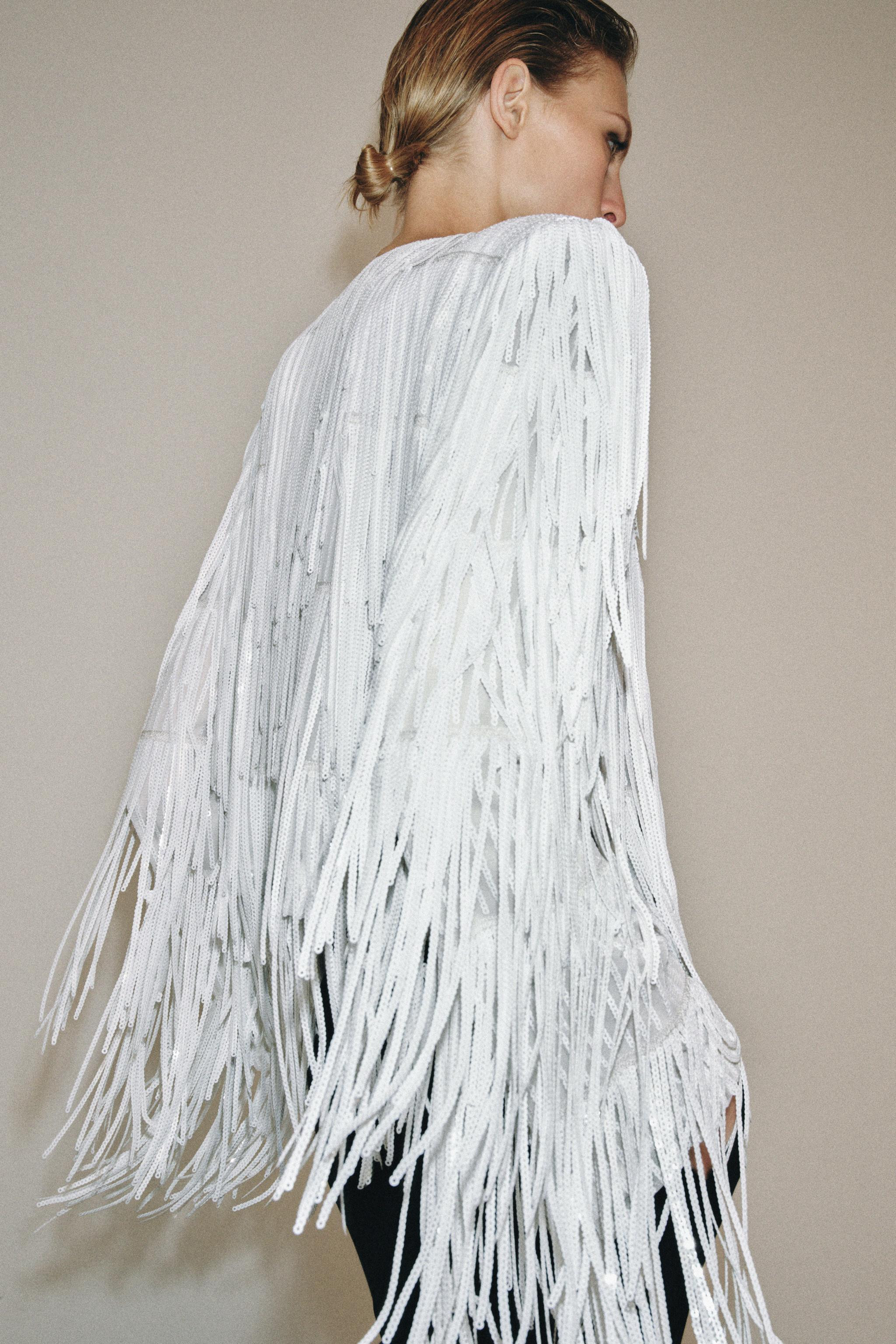 ZW COLLECTION SEQUIN FRINGE JACKET | Zara US