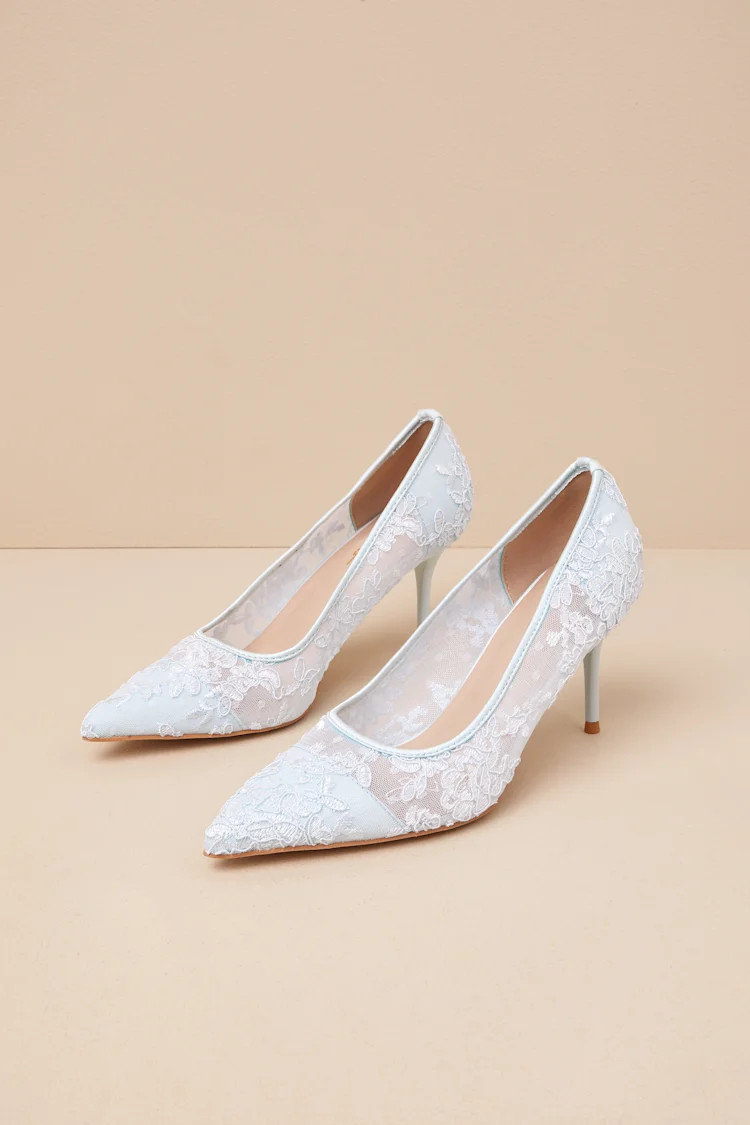 Millie Rose Baby Blue Mesh Pointed-Toe Pumps | Lulus
