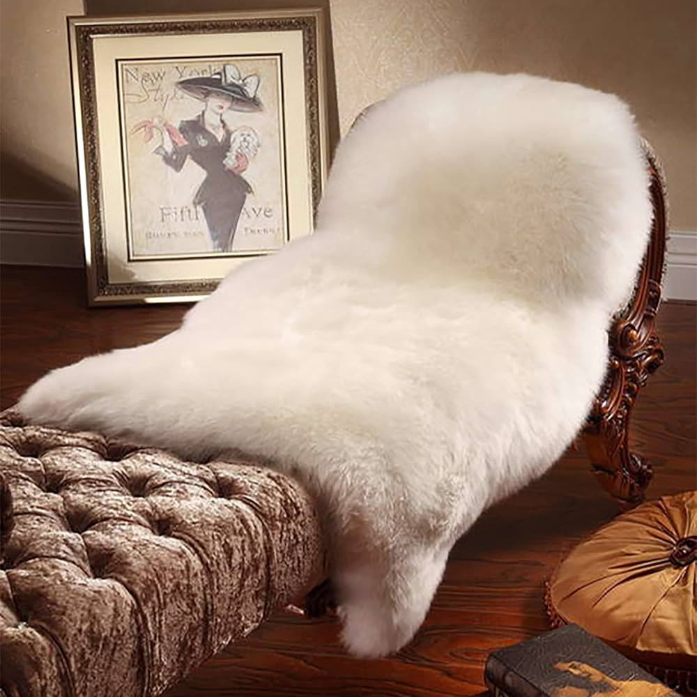 Outlavish Sheepskin Rug Genuine Real Wool Fur, Luxury New Zealand Pelts, Natural Silky Soft Lamb ... | Amazon (US)