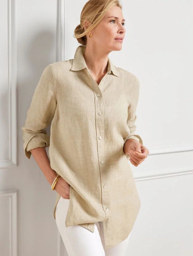 Linen Boyfriend Shirt - Oatmeal | Talbots