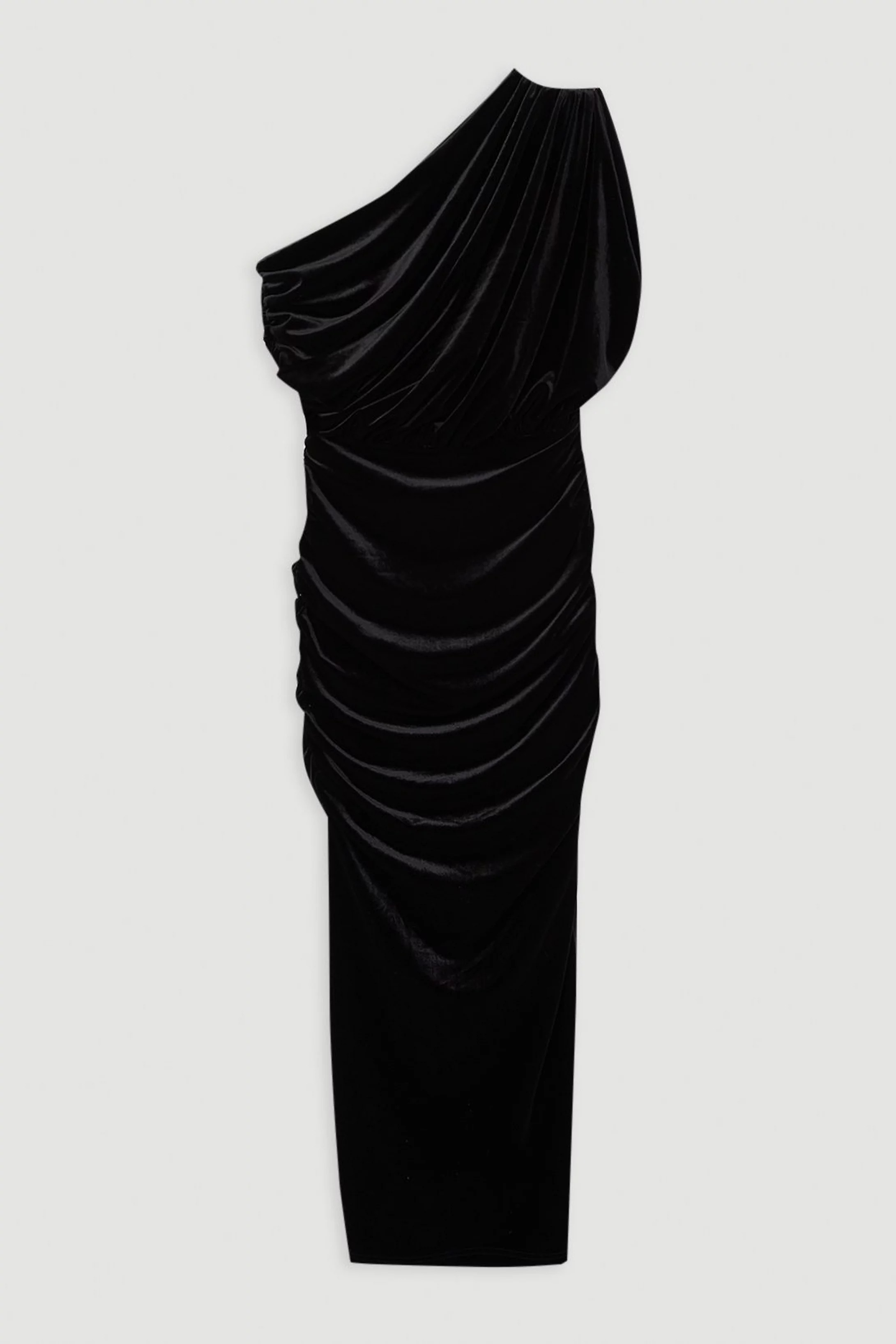 One Shoulder Jersey Draped Midi Dress | Karen Millen | Karen Millen UK + IE + DE + NL