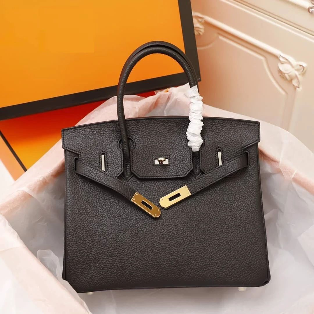 Black Matte Birkin Gold Hardware Genuine Leather Handbags Fashion Bags Designer Bags Elegant Hand... | Etsy (UK)