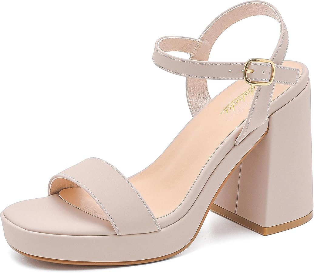 Platform Sandals Women Fashion Block Chunky Heeled Sandals Open Toe High Heels Evening Wedding Pa... | Amazon (US)