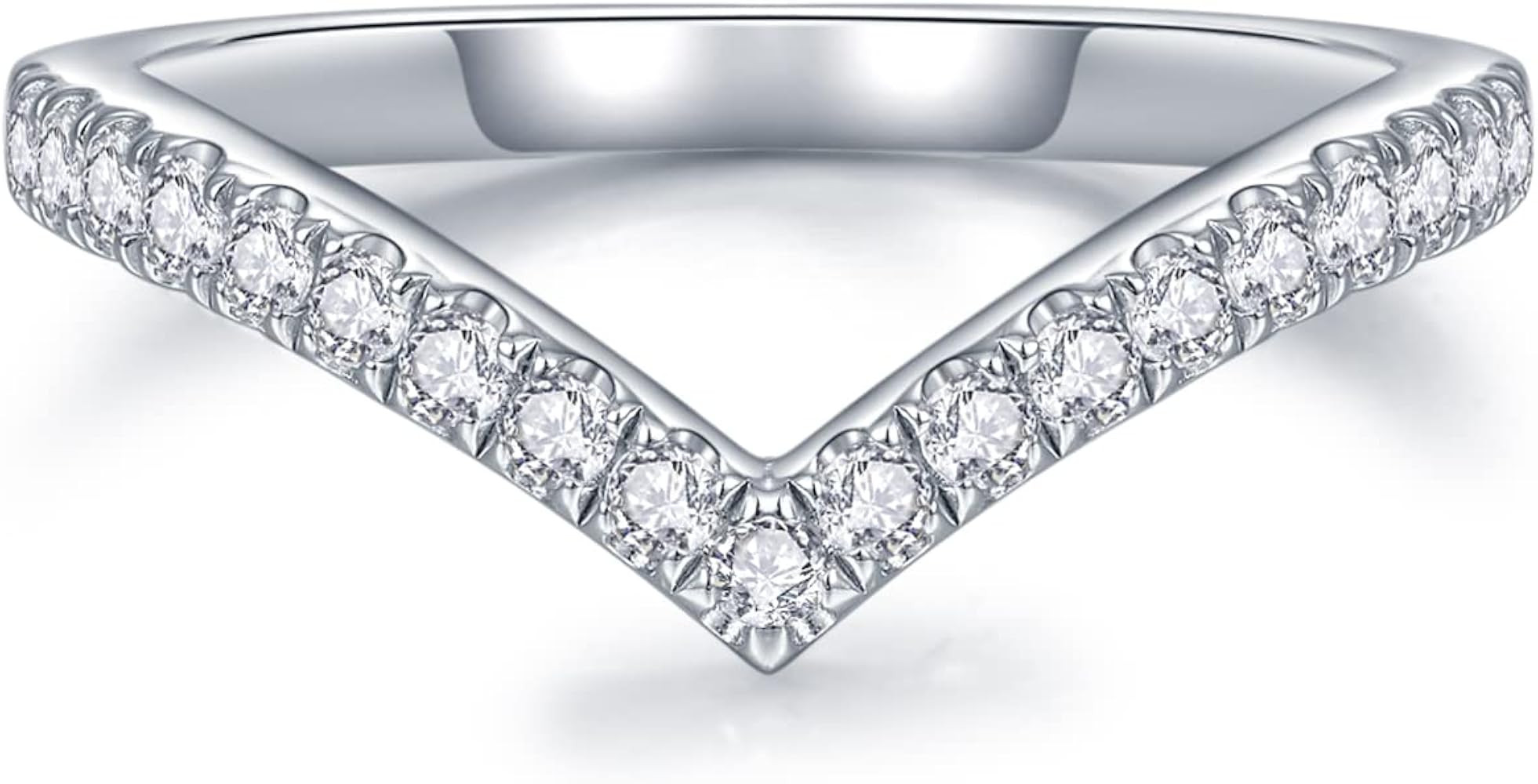 IMOLOVE Moissanite Wedding Band Wedding Rings for Women V-Shaped 925 Sterling Silver Rings with 1... | Amazon (US)