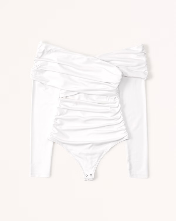 Long-Sleeve Ruched Wrap Bodysuit | Abercrombie & Fitch (US)
