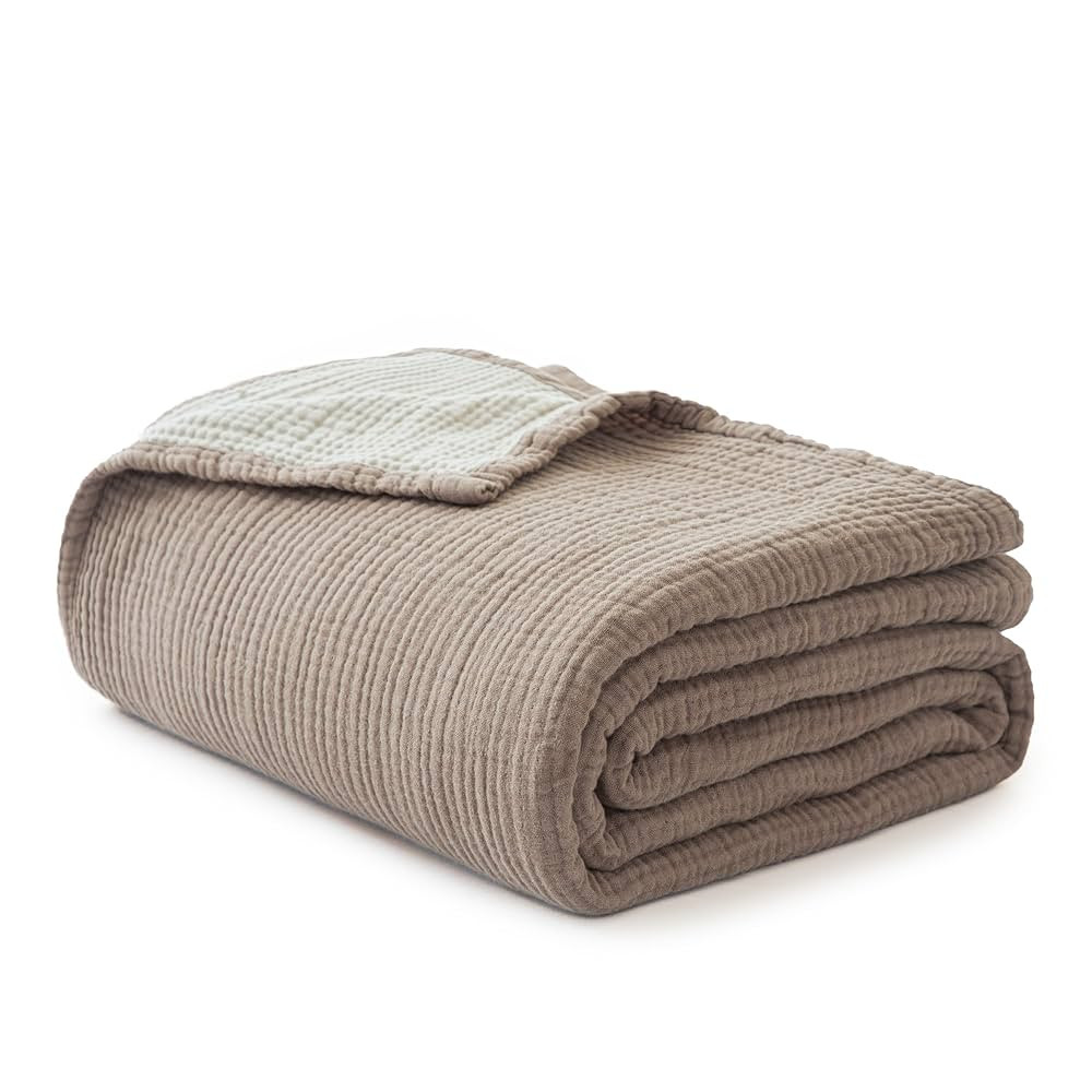 Simple&Opulence Cotton Muslin Blanket for Bed and Couch Soft Lightweight Breathable 4 Layering Ga... | Amazon (US)