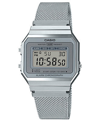 Casio Unisex Digital Stainless Steel Mesh Bracelet Watch 35.5mm - Macy's | Macy's