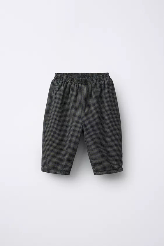 QUILTED GINGHAM CHECK TROUSERS | Zara Canada