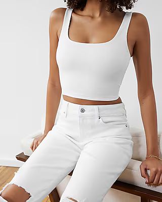 Body Contour Ribbed Square Neck Cropped Tank | Express