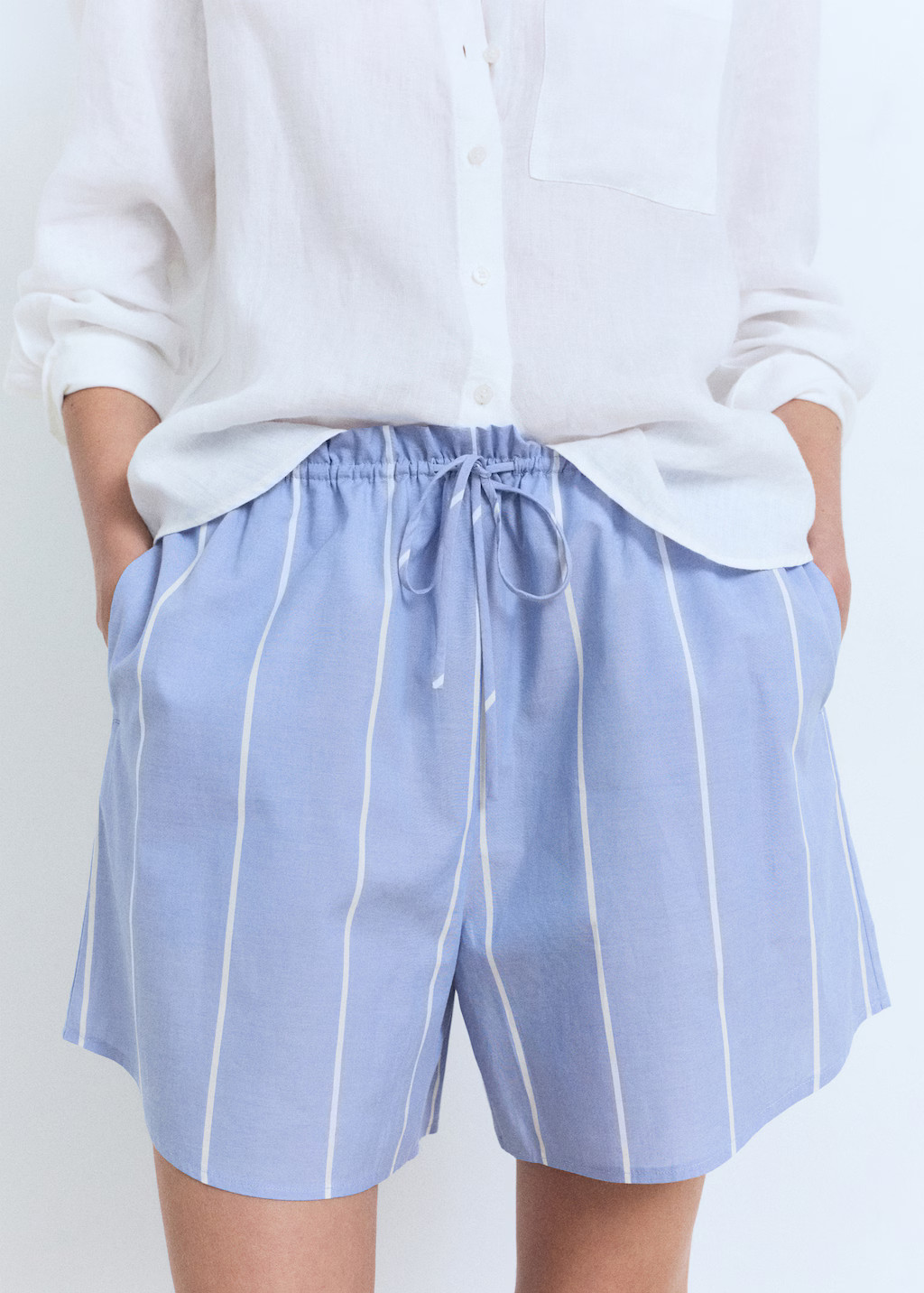 Striped cotton shorts - Women | MANGO USA | Mango (US/MX/AU)