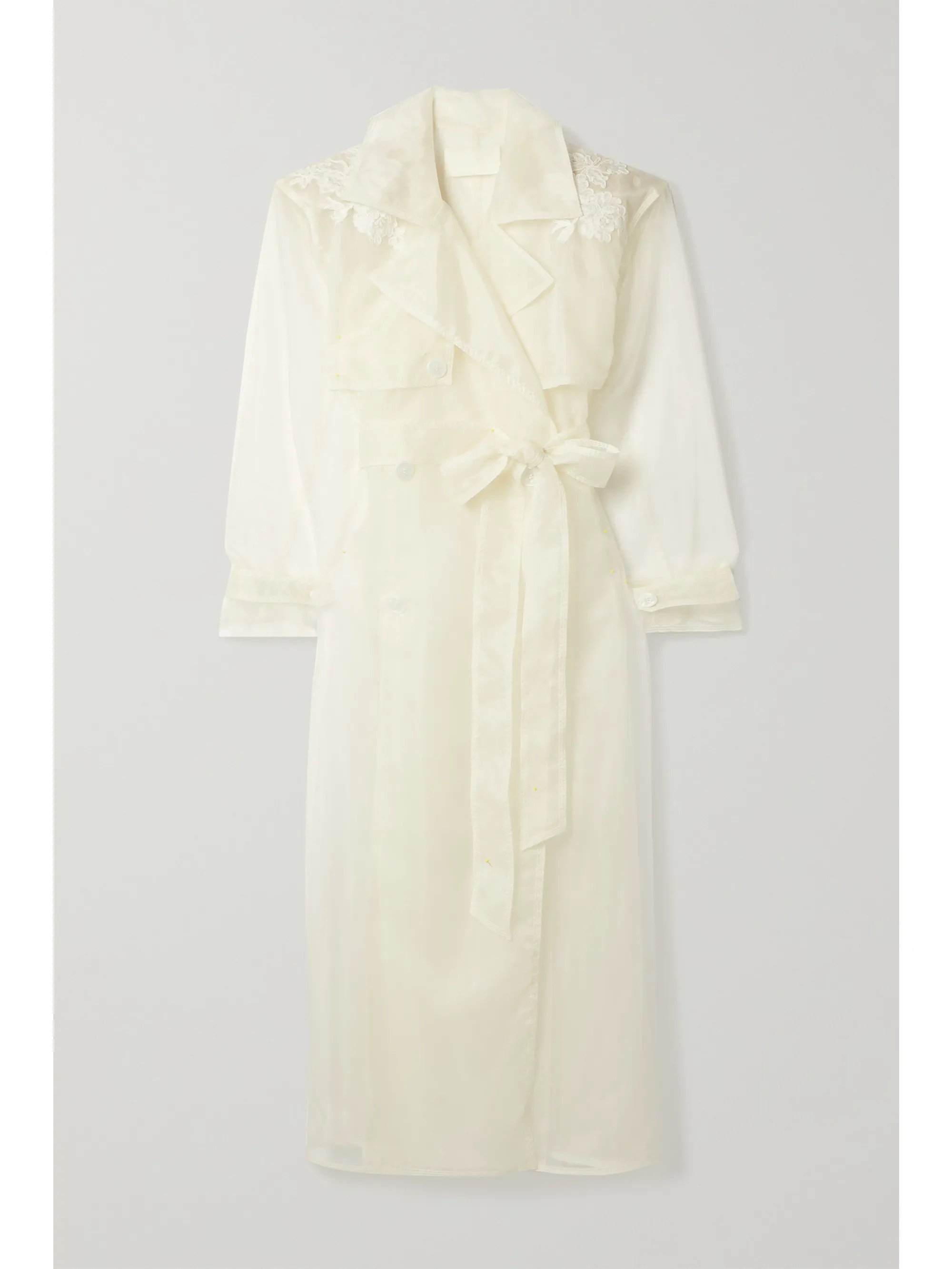 Ivory Allegra corded lace-trimmed organza and tulle trench coat | Danielle Frankel | NET-A-PORTER | NET-A-PORTER (UK & EU)