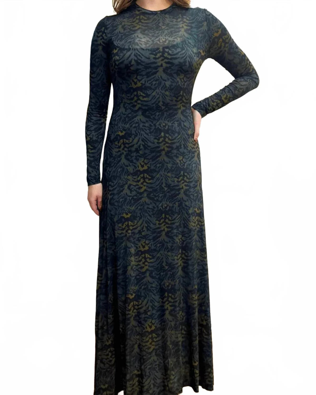 Amari Jersey Long Sleeve Dress In Desert Jasper | Shop Simon