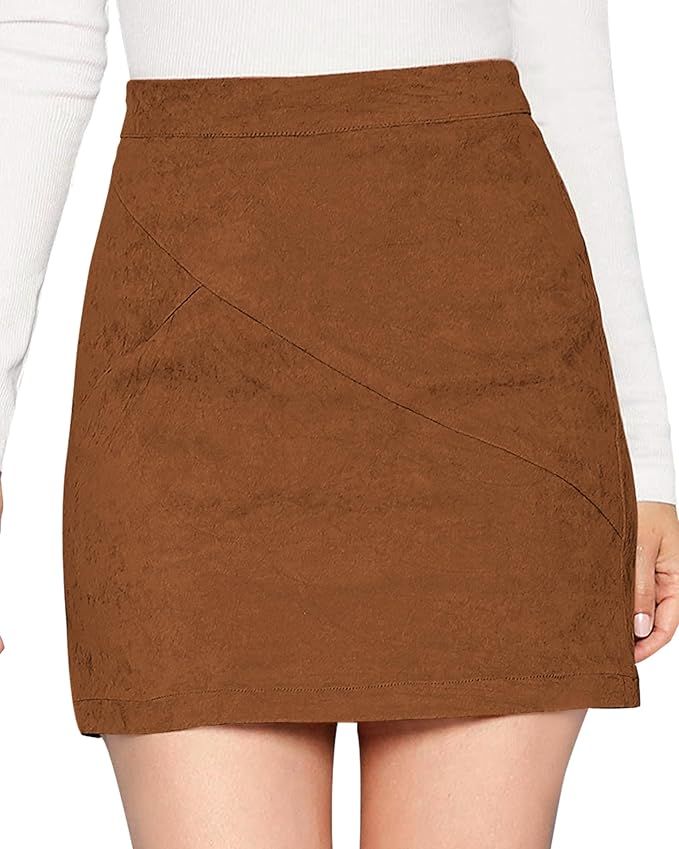 MANGOPOP Mini Faux Suede Skirt for Women High Waist Skirts | Amazon (US)