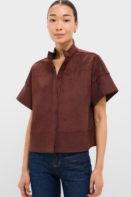 Ganache Vegan Suede Trapunto Stitch Sofia Shirt | Tuckernuck (US)