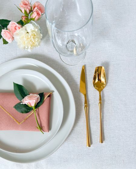 Simple and chic table setting for Mother’s Day 🌸. I’m loving this dusty rose color napkin. And these plates are some of my favorite buys last year. Still in love with them and the quality is amazing 

#LTKHome #LTKSeasonal