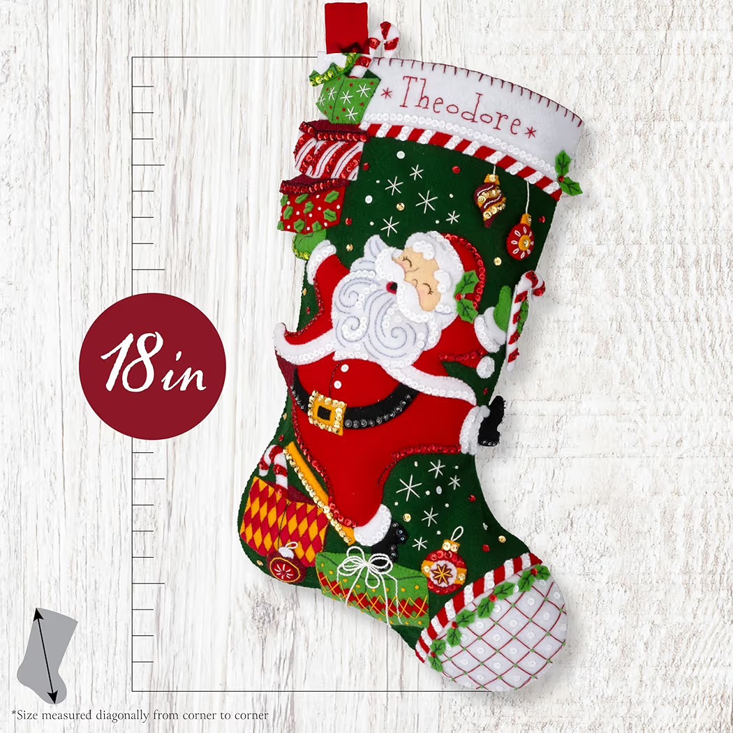 Bucilla Felt Applique 18" Stocking Making Kit, Santa's Festive Frolic, Perfect for DIY Arts and C... | Amazon (US)