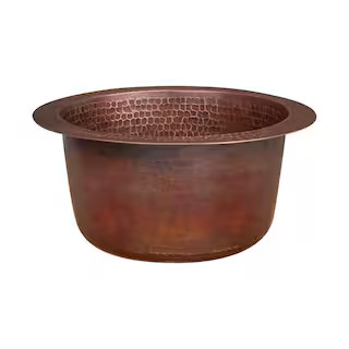 Dual Mount Round Hammered Copper 10 in. 0-Hole Bar Sink in Oil Rubbed Bronze | The Home Depot