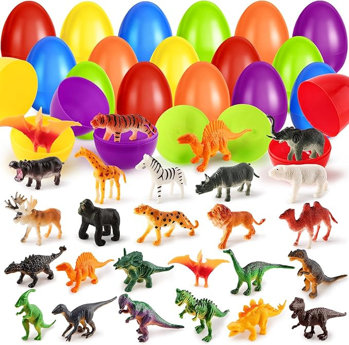 Shemira 24 Pack Easter Eggs Filled with Animal Dinosaur Toys, Easter Basket Stuffers Fillers, Eas... | Amazon (US)