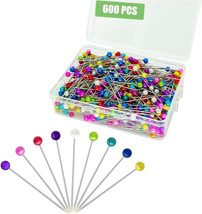 600PCS Sewing Pins Straight Pin for Fabric, Pearlized Ball Head Quilting Pins Long 1.5inch, Multi... | Amazon (US)