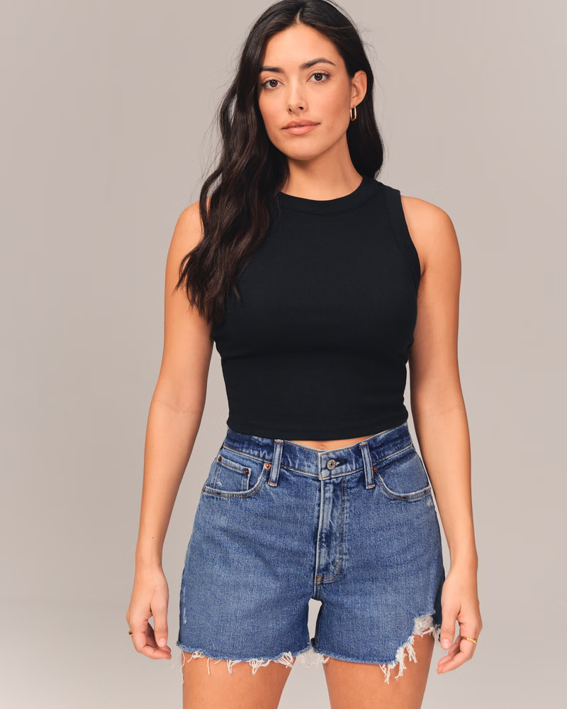 Women's Curve Love High Rise 4 Inch Mom Short | Women's Bottoms | Abercrombie.com | Abercrombie & Fitch (US)