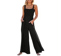 ANRABESS Women's Casual Loose Sleeveless Tank Jumpsuits Square Collar Smocked Wide Leg Jumpsuit R... | Amazon (US)