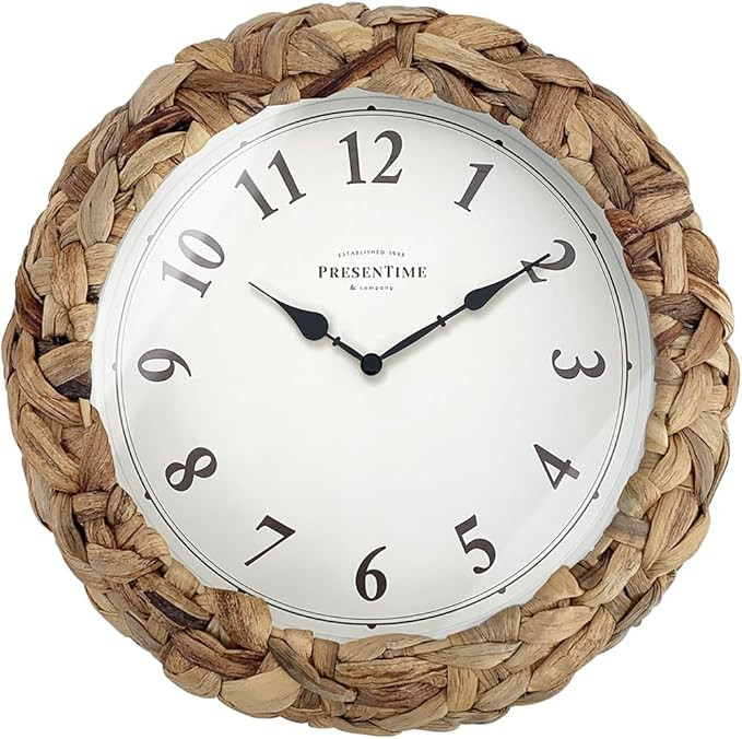 & Co Farmhouse Series, Rustic Woven Clock, 10.5 inch, Natural Woven Water Hyacinth/Sea Grass. Wal... | Amazon (US)