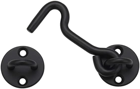 4” Privacy Hook and Eye Gate Latch Easy Lock for Barn Door, Black | Amazon (US)