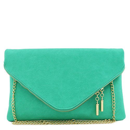 Large Envelope Clutch Bag with Chain Strap (Turquoise) | Amazon (US)