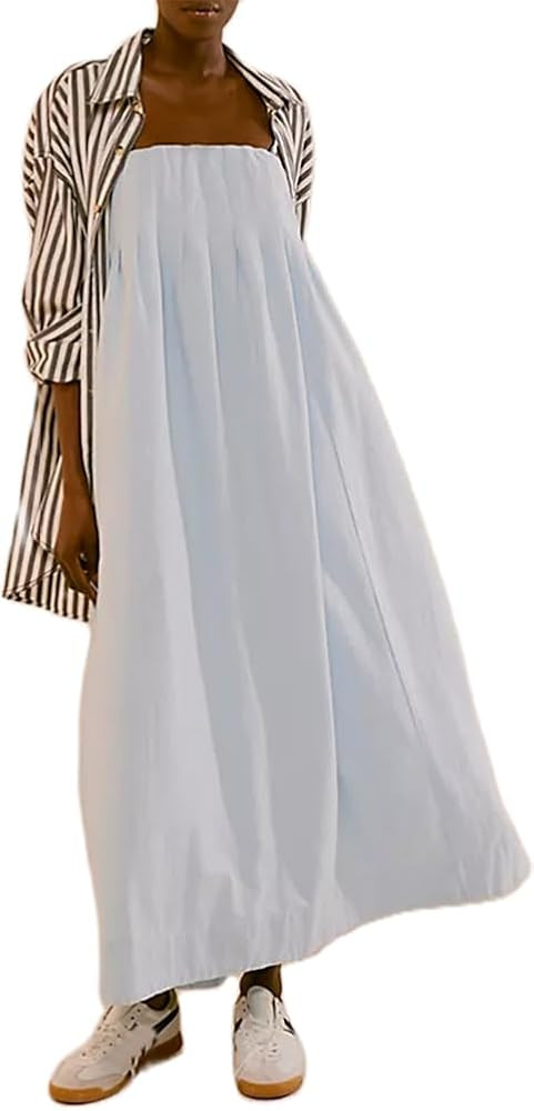 Women Y2k Striped Maxi Dress Flowy Cut Out Backless Corset Spaghetti Strap Boho Long Midi Dress M... | Amazon (US)