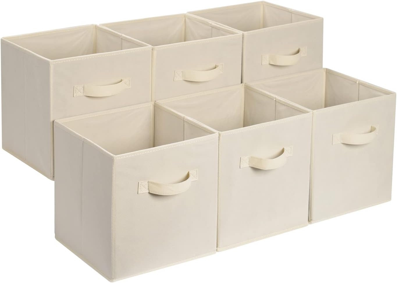 Amazon Basics Collapsible Fabric Storage Bins, Cube Organizer with Handles, 13 x 13 x 13 inch, Be... | Amazon (US)