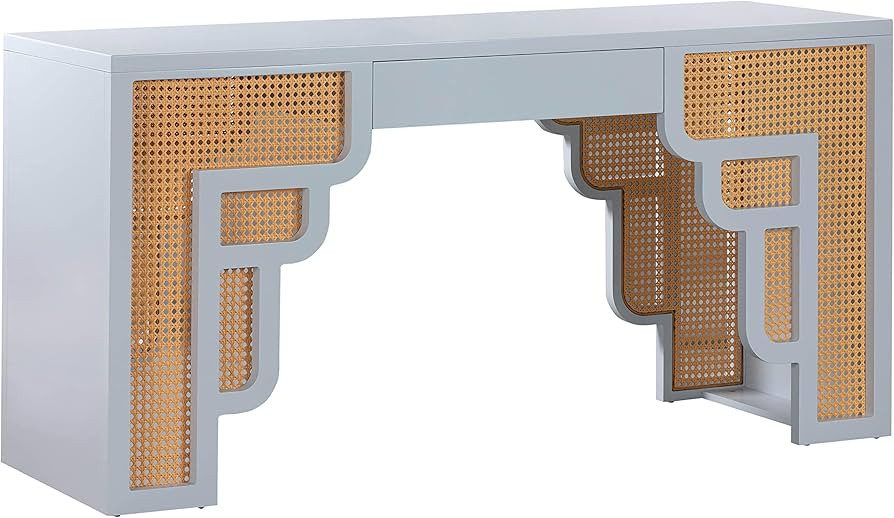 TOV Furniture Suzie Pastel Blue & Rattan Desk | Amazon (US)