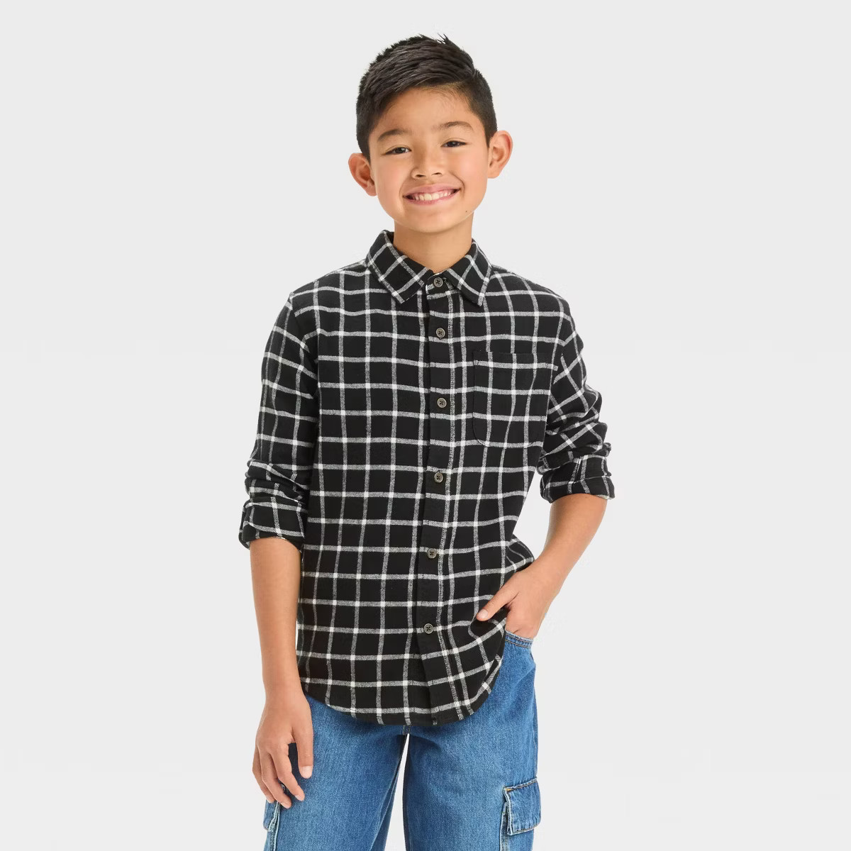 Boys' Long Sleeve Flannel Button-Down Shirt - Cat & Jack™ | Target
