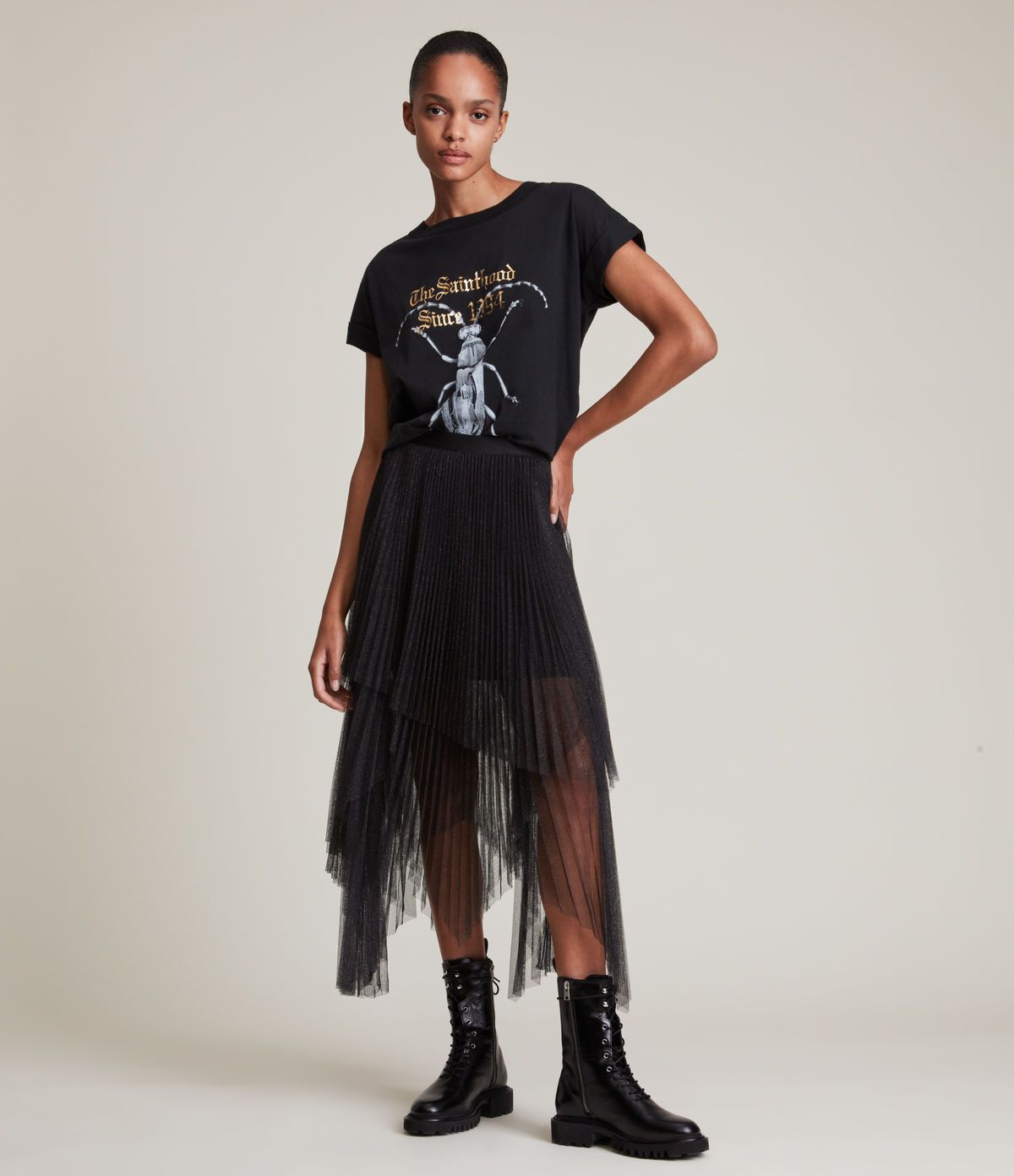 Veena Tulle Pleated Skirt | AllSaints US