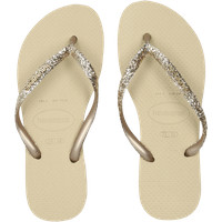 Havaianas Slim Logo Metallic Women Flip-Flops and Sandals - Beige - Size 5.5/6 - Plastic/Polycarbonate | Foot Locker (FR, NL, UK, IT)