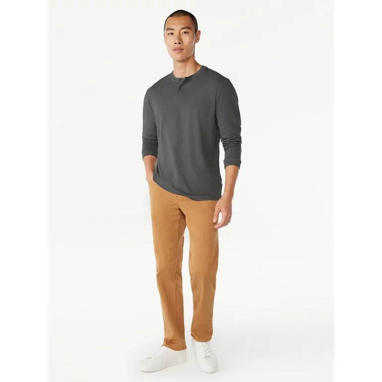 Free Assembly Men's Garment Dye Henley Shirt with Long Sleeves, Sizes XS-3XL | Walmart (US)