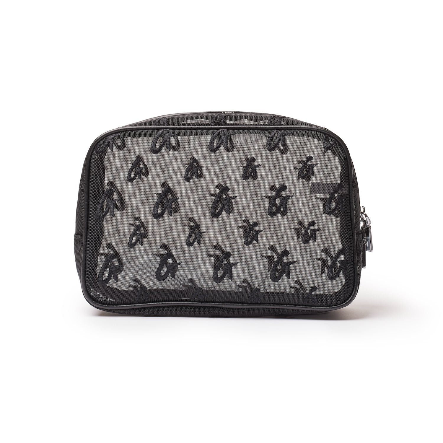 SMALL MESH MONOGRAM TOILETRY BAG - BLACK | Glam-Aholic Lifestyle