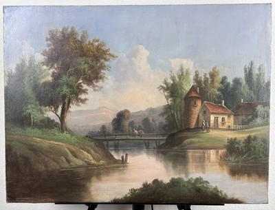 Antique Signed European Landscape Town Painting Original Oil Painting on Canvas | eBay US