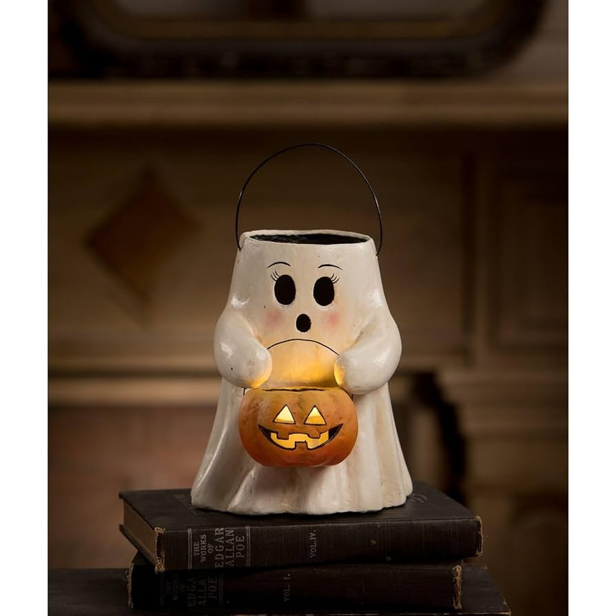 Bethany Lowe Designs - Sweet Boo with Pumpkin Bucket Paper Mache - TJ2310 | Amazon (US)