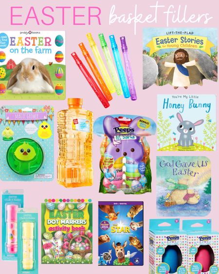 Easter basket stuffers, Easter basket fillers, Easter books, Easter bubbles, Easter chalk #Easterbasketideas #Easterbasketstuffers #Easterbasketfillers 

#LTKkids #LTKSeasonal #LTKbaby