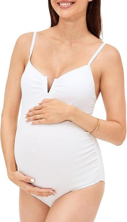 Summer Mae Maternity Swimsuit One Piece Bathing Suit O-Ring Front Pregnancy Swimwear | Amazon (US)