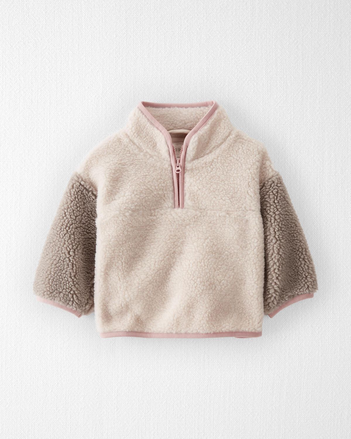 Washed Taupe Baby 
Recycled Sherpa Quarter Zip Pullover
 | carters.com | Carter's