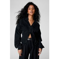 Womens Denim Corset Shirt - Black - 14 | NastyGal UK