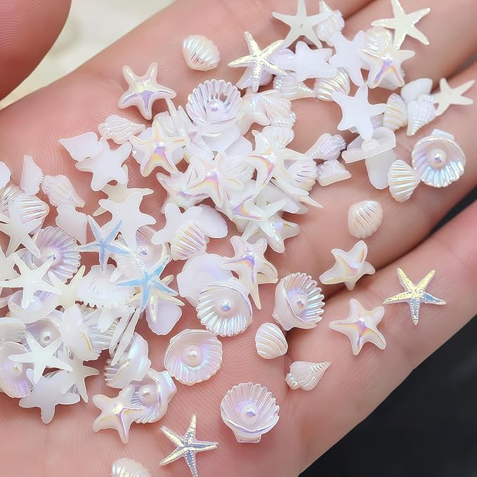 50Pcs Beach Nail Charms Ocean Theme Starfish Shell Nail Rhinestones Summer Beach Multi Shape Nail... | Amazon (US)