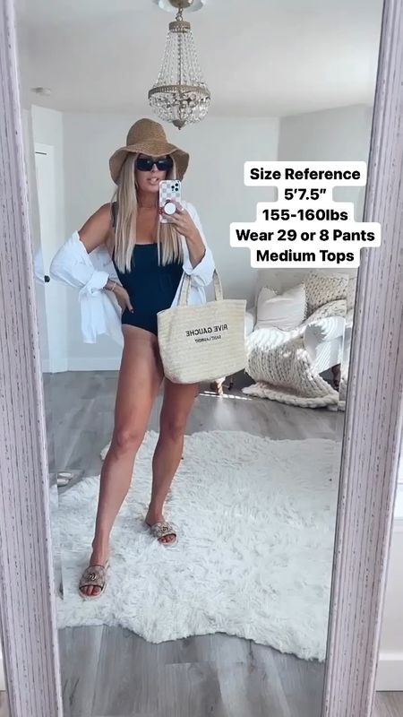 Sized up 2 sized to XL in the one piece swimsuit. Runs a tad small. Spanx dupe swimsuit. Very flattering. Swimsuit. Coverup. Beach vacation. White button down. Barbie code. Lake outfit. Beach outfit. Resort wear 

#LTKswim #LTKtravel #LTKFind