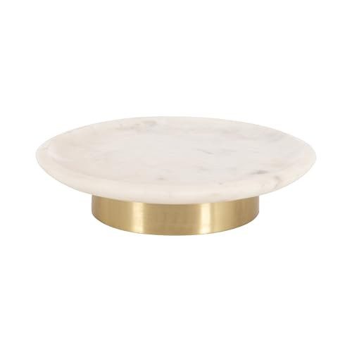 Kate and Laurel Sevienne Modern Glam Round Marble Tray, 10 Inch Diameter, White and Gold, Contemp... | Amazon (US)
